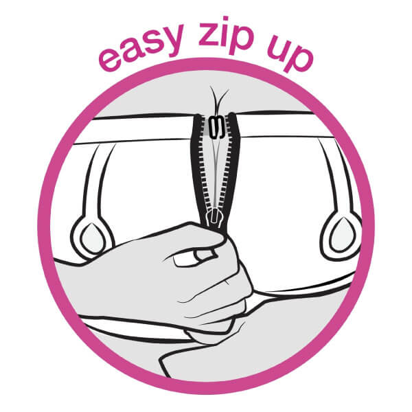 Tegning af easy zip up på Medelas pumpebh easy expression