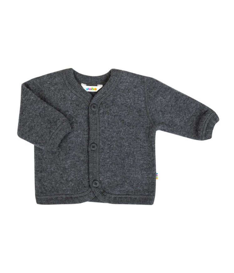 Cardigan/ jakke i uld fleece, grå fra Joha