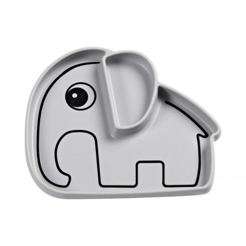 Tallerken i silicone med grå elefant fra Done By Deer