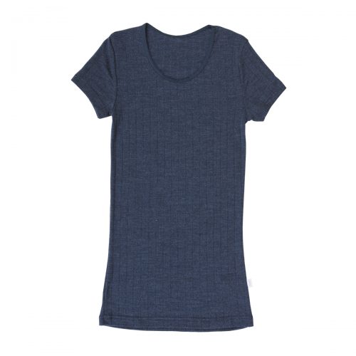 Gråblå uld/silke T-shirt fra Joha
