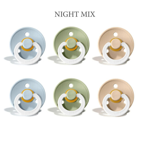 Bibs Colour -NIGHT Mix 6 med; 2 Baby Blue, 2 sage, 2 vanilla str. 2