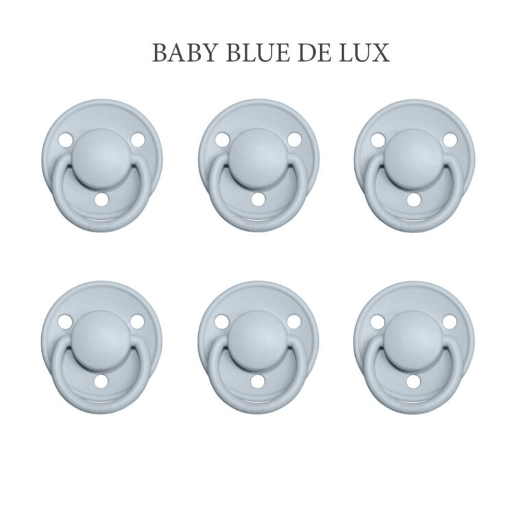 Bibs DE LUX Baby Blue, 6 latex sutter i str. 2