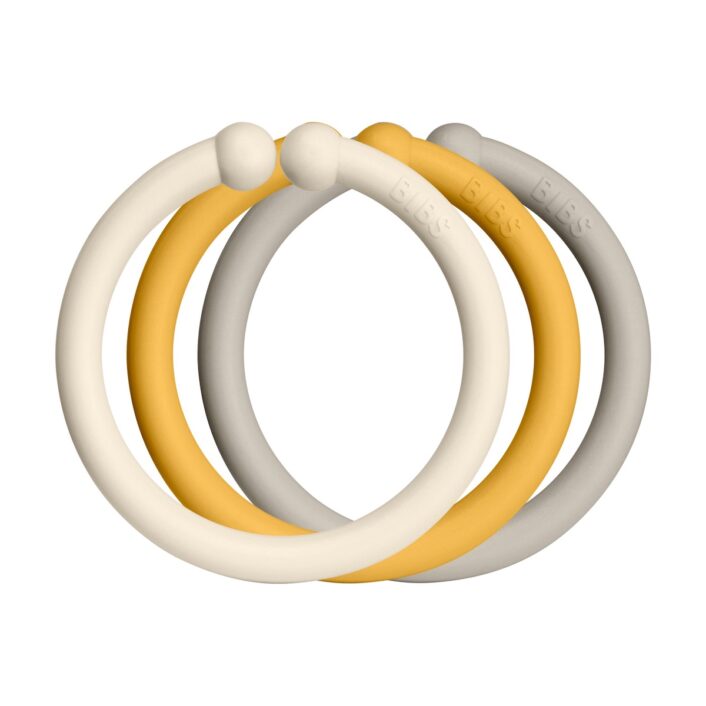 Loops lege ringe fra Bibs I Ivory, Honey og Sand (12 stk).