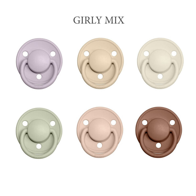 Bibs DE LUX 6 stk. Girly Mix – latex sutter i str. 2