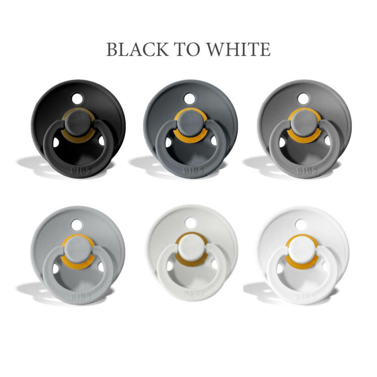 Bibs colour 6 stk Black to White MIX – latex sutter i str. 2