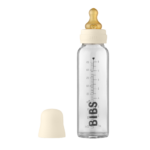 Bibs Sutteflaske 225 ml i glas & Ivory, rund latex flaskesut (slow flow)