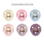 BIBS Colour - Sommerblomster Mix, 6 runde sutter i latex str. 2