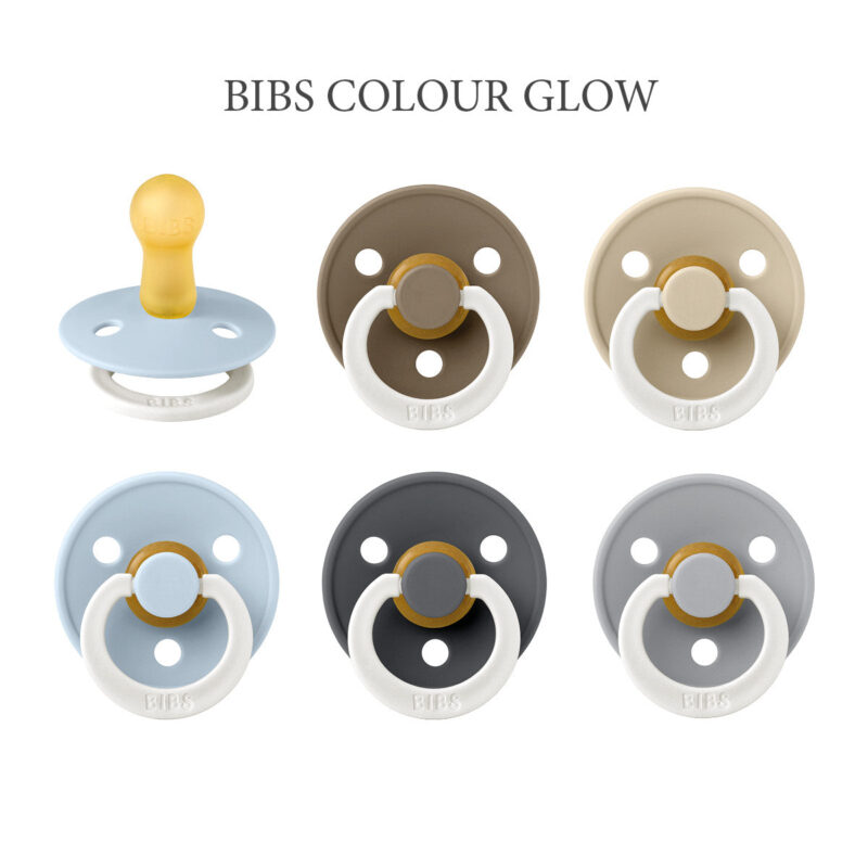 BIBS Colour - NIGHT Baby Blue Mix, 6 runde sutter i latex str. 2