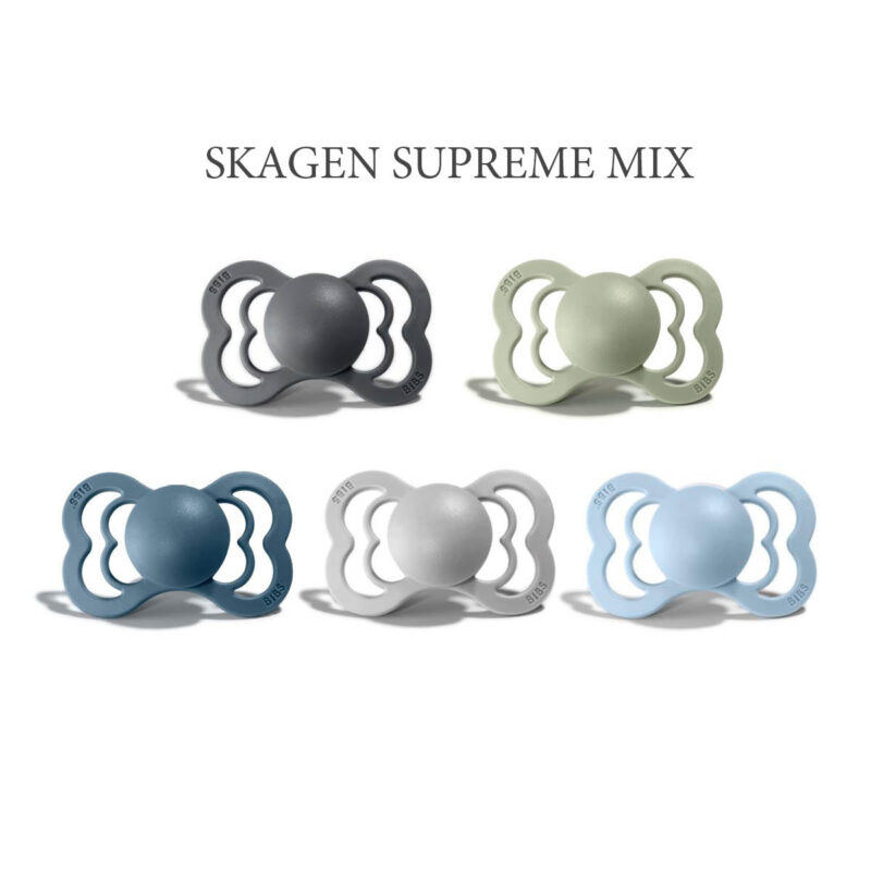 Bibs SUPREME - Skagen Mix, 5 halvrunde sutter i silikone str. 2