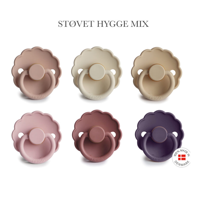 FRIGG Daisy - Støvet Hygge Mix, 6 runde Daisy sutter latex str. 2